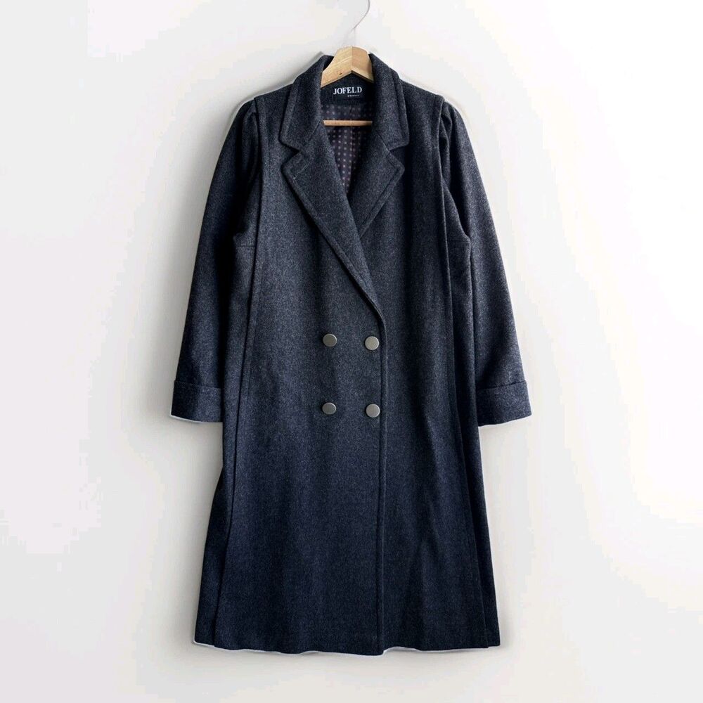 VTG Jofeld Women’s Charcoal Heather Button Front Mid-Length Coat Jacket Size 4